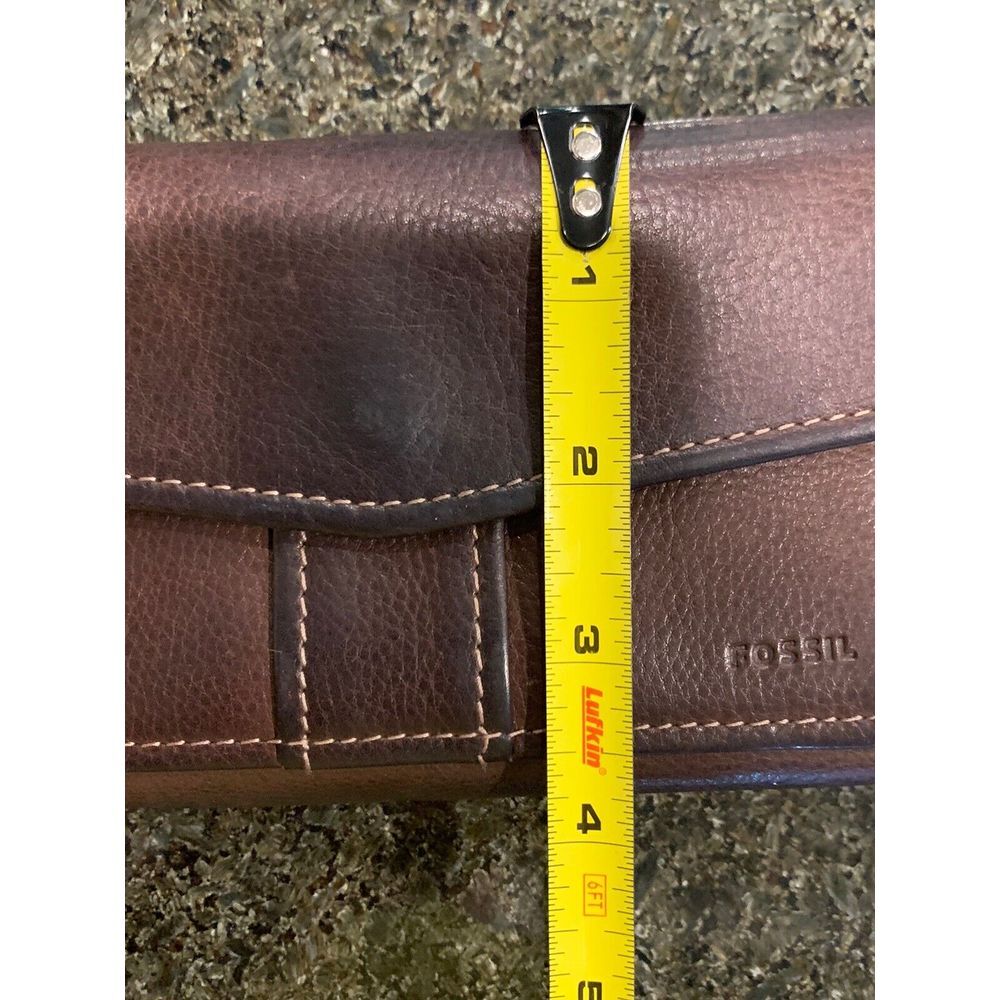 Fossil Brown Trifold Checkbook Wallet Genuine Soft‎ Leather - Picture 9 of 11